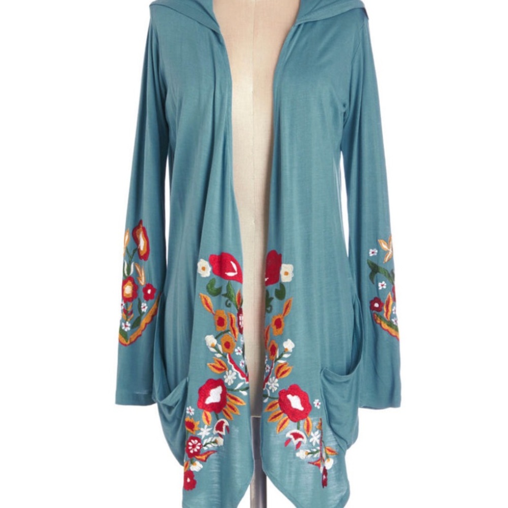 Luv2Luv Embroidered Draped Cardigan